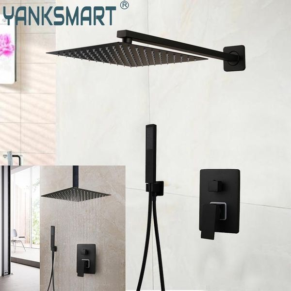 shower faucet bathroom set mixer taps black brass stainless steel water arm wall and ceiling mounted with hand sets
shower faucet bathroom set mixer taps black brass stainless steel water arm wall and ceiling mounted with hand sets