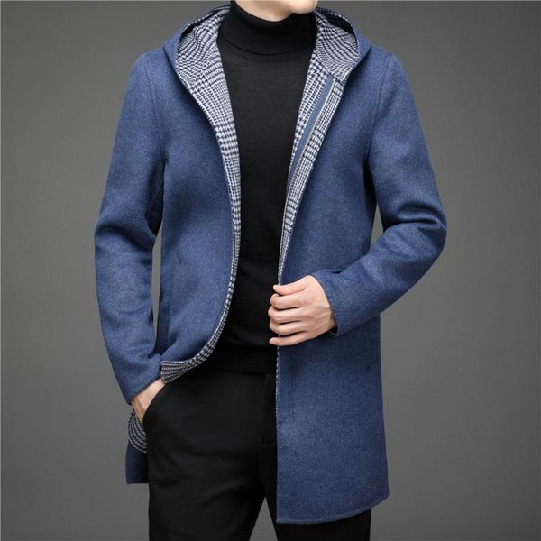 men's wool & blends autumn and winter korean men medium-length double-sided woolen coat man casual hooded fashion windbreaker jacket ma, Black
men's wool & blends autumn and winter korean men medium-length double-sided woolen coat man casual hooded fashion windbreaker jacket ma, Black