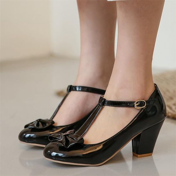 dress shoes agodor t strap women high heels pumps bow lolita block heel woman size 33 43 44 45 46, Black
dress shoes agodor t strap women high heels pumps bow lolita block heel woman size 33 43 44 45 46, Black
