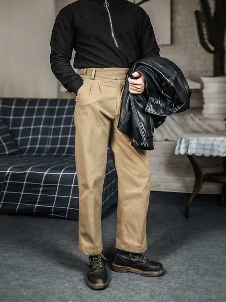 autumn and winter homemade gurkha loose casual trousers, retro style wide-leg cropped cotton khaki overalls men's pants, Black
autumn and winter homemade gurkha loose casual trousers, retro style wide-leg cropped cotton khaki overalls men's pants, Black