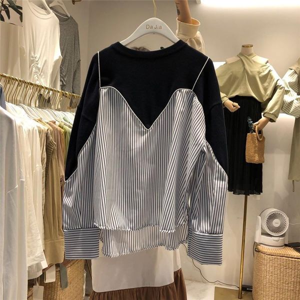 women's hoodies & sweatshirts spring autumn women design long sleeve fake two pieces striped stitching pullovers fashion o neck sweats, Black
women's hoodies & sweatshirts spring autumn women design long sleeve fake two pieces striped stitching pullovers fashion o neck sweats, Black