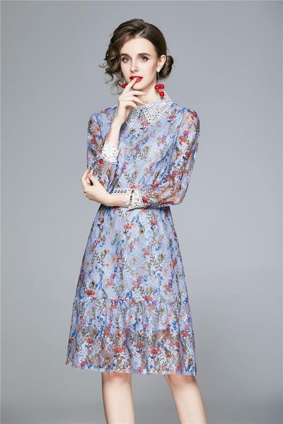 casual dresses women elegant see through floral print dress fashion office party robe female vintage designer blue knee-length vestidos, Black;gray
casual dresses women elegant see through floral print dress fashion office party robe female vintage designer blue knee-length vestidos, Black;gray