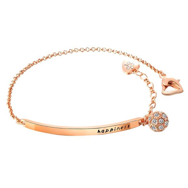 link, chain 1pcs trendy bracelet rose golden color simple letter women gift bangle jewelry, Black
link, chain 1pcs trendy bracelet rose golden color simple letter women gift bangle jewelry, Black