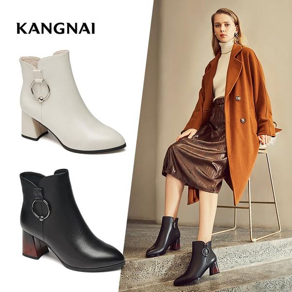 boots kangnai women genuine leather warm winter shoes pointed toe female fashion high heel ankle, Black
boots kangnai women genuine leather warm winter shoes pointed toe female fashion high heel ankle, Black