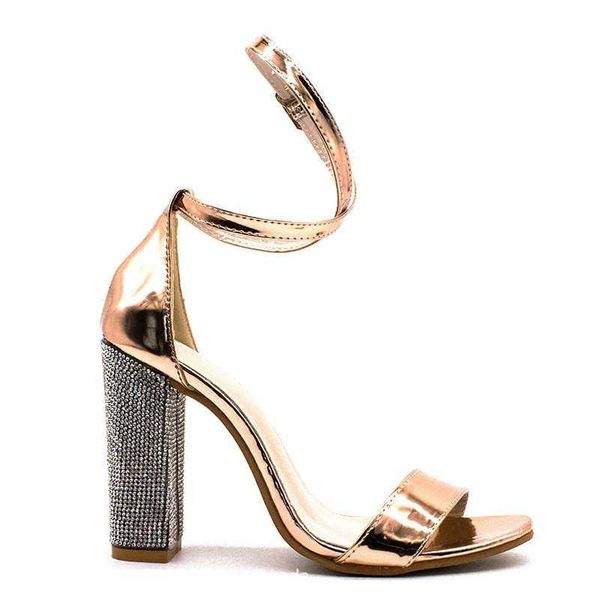 sandals summer 2021 gold strap high heels, Black