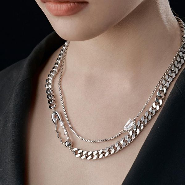 chains creative pin necklace collocation simple light luxury trend party jewelry, Silver
chains creative pin necklace collocation simple light luxury trend party jewelry, Silver
