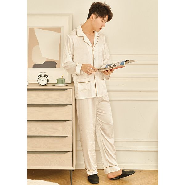 yaoting new satin pajamas men's spring and summer silk long sleeve trousers jacquard thin home suit 2205, Black;red
yaoting new satin pajamas men's spring and summer silk long sleeve trousers jacquard thin home suit 2205, Black;red