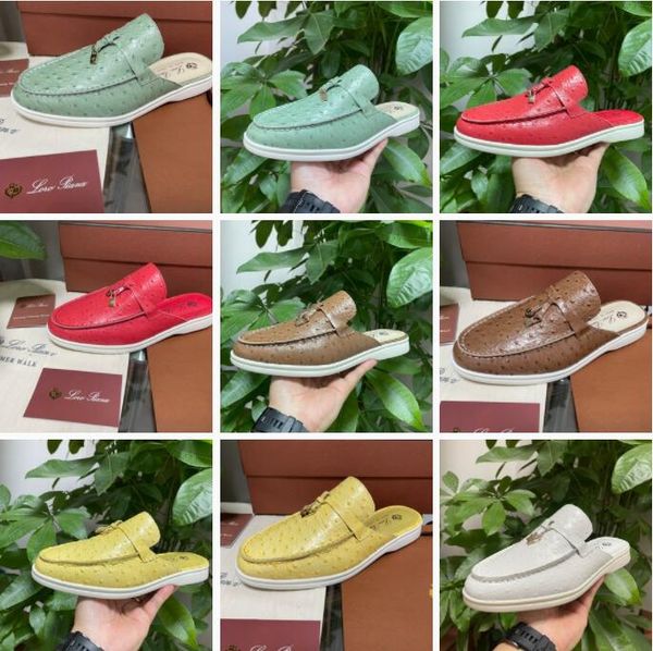 ostrich skin loro charms walk slippers shoe luxury lock buckles designer lp women elegance flats half slipper loafers lady 35-42, Black
ostrich skin loro charms walk slippers shoe luxury lock buckles designer lp women elegance flats half slipper loafers lady 35-42, Black