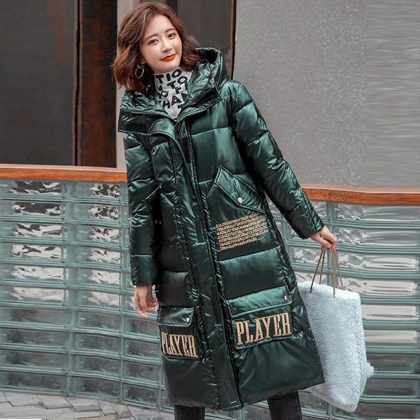 women's down & parkas hooded thick winter woman's x-long letter print loose cotton padded coat for female glossy casual ladies puf, Black
women's down & parkas hooded thick winter woman's x-long letter print loose cotton padded coat for female glossy casual ladies puf, Black