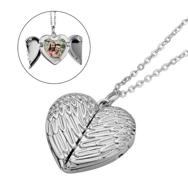 pendant necklaces necklace angel wing pattern lockable po blank alloy love shape chain sublimation for women, Silver
pendant necklaces necklace angel wing pattern lockable po blank alloy love shape chain sublimation for women, Silver