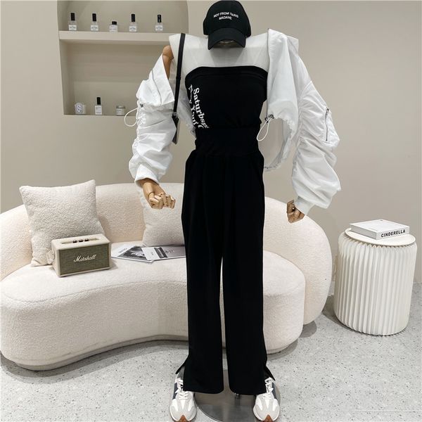 pant niche design two pieces together spring fashion women thin chest high waist wide pants, White
pant niche design two pieces together spring fashion women thin chest high waist wide pants, White
