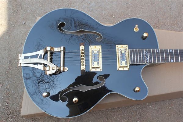 flyoung g6139t-cb black large rocker electric guitar black body gold accessories