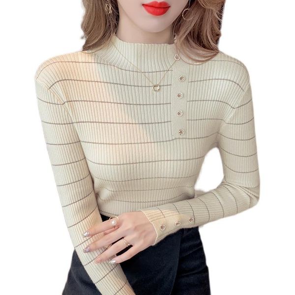 women's sweaters knitted pull long sleeve clothes stripe knit drop, White;black
women's sweaters knitted pull long sleeve clothes stripe knit drop, White;black
