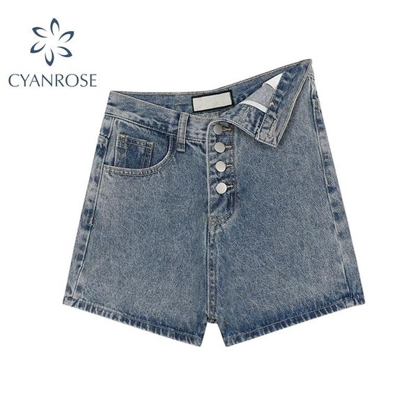 women's shorts 2021 summer design women denim short y2k punk chic streetwear irregular high waist button up solid a-line jean female, White;black 
women's shorts 2021 summer design women denim short y2k punk chic streetwear irregular high waist button up solid a-line jean female, White;black