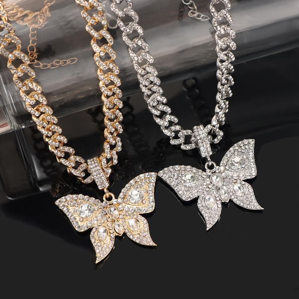 chains punk cuban link chain crystal butterfly necklace for women trendy rhinestone chunky metal pendant party jewlery, Silver
chains punk cuban link chain crystal butterfly necklace for women trendy rhinestone chunky metal pendant party jewlery, Silver
