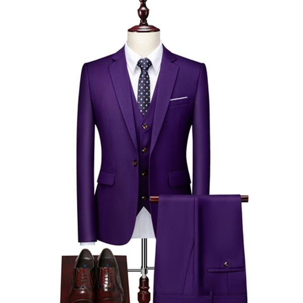 men's suits & blazers spring fashion purple lapel men slim fit wedding groom for dress business casual clothing 3 prc, White;black
men's suits & blazers spring fashion purple lapel men slim fit wedding groom for dress business casual clothing 3 prc, White;black
