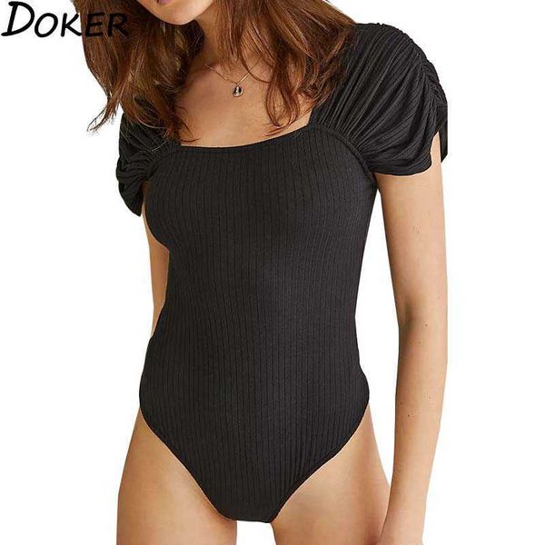 square collar pleated short sleeve skinny bottoming shirt women's solid color backless streetwear bodysuits 210604, Black;white
square collar pleated short sleeve skinny bottoming shirt women's solid color backless streetwear bodysuits 210604, Black;white