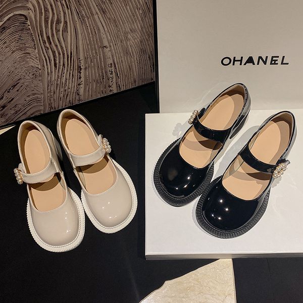 british style soled small leather white mary jane summer high shallow mouth french thick heels women's shoes, Black
british style soled small leather white mary jane summer high shallow mouth french thick heels women's shoes, Black