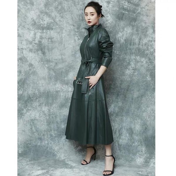 women's leather & faux genuine trench for long coat 2021 autumn and winter fashion women clothing dermal jacket female, Black
women's leather & faux genuine trench for long coat 2021 autumn and winter fashion women clothing dermal jacket female, Black