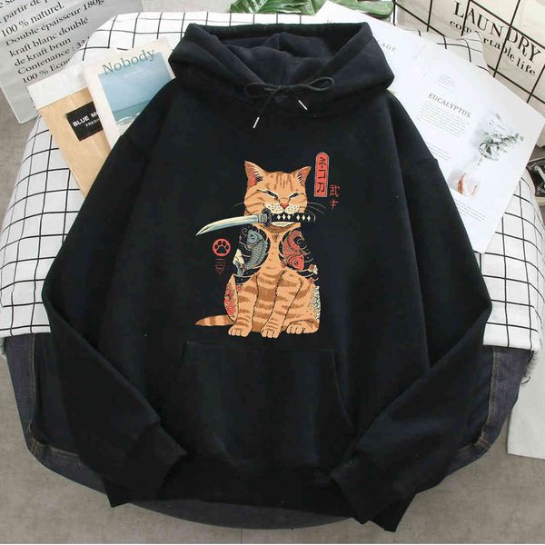women's hooded sweatshirt, japane cartoon cat pattern, loose retro sweater, hip pocket, harajuku street cloth, Black
women's hooded sweatshirt, japane cartoon cat pattern, loose retro sweater, hip pocket, harajuku street cloth, Black