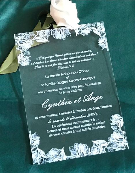 greeting cards white ink flower acrylic wedding invitations,quinceanera invitations,custom 10pcs menu cards,acrylic invitations
greeting cards white ink flower acrylic wedding invitations,quinceanera invitations,custom 10pcs menu cards,acrylic invitations