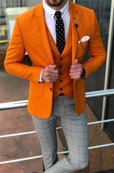 pieces orange men suits modern plaid pant custom made handsome single breasted cotton formal business coat+pant+vest men's & blazers, White;black
pieces orange men suits modern plaid pant custom made handsome single breasted cotton formal business coat+pant+vest men's & blazers, White;black