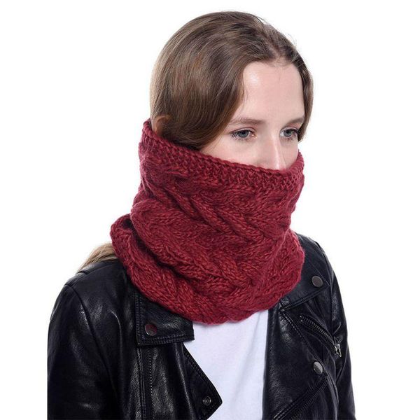 hats, scarves & gloves sets women's thick scarf thicken wool ribbed knit infinity bib winter all-matching casual warmer for outdoor act, Blue;gray