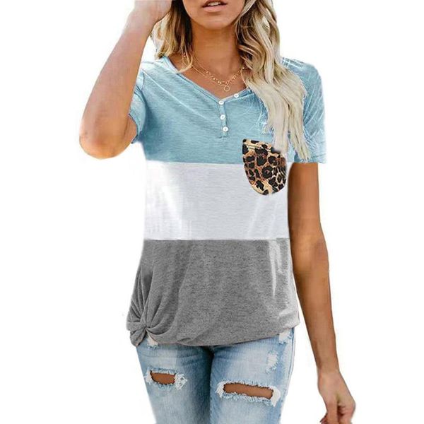fashion casual summer women t-shirt short sleeve button v neck leopard pocket knotted striped female ladies pullover tees women's, White
fashion casual summer women t-shirt short sleeve button v neck leopard pocket knotted striped female ladies pullover tees women's, White