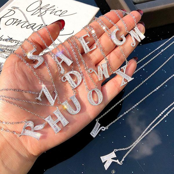 pendant necklaces handmade 26 letters pendants clavicle chain pave wedding necklace for women bridal party jewelry, Silver
pendant necklaces handmade 26 letters pendants clavicle chain pave wedding necklace for women bridal party jewelry, Silver