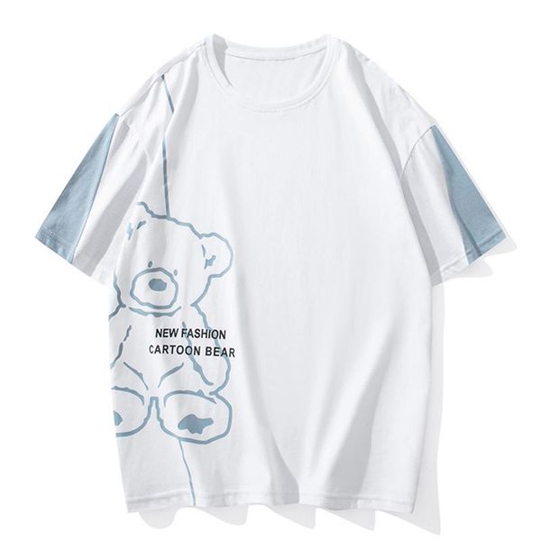 men's t-shirts loose round neck t-shirt cotton men 2021 summer fashion young trend cartoon bear text printing short sleeve tee, White;black
men's t-shirts loose round neck t-shirt cotton men 2021 summer fashion young trend cartoon bear text printing short sleeve tee, White;black