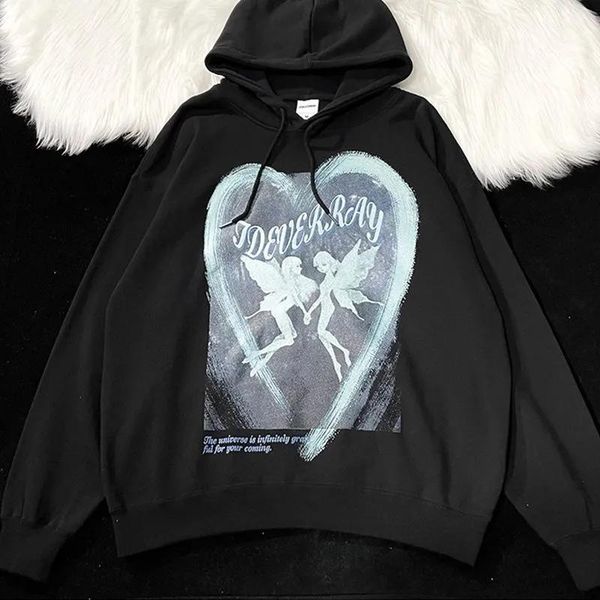 women's hoodies & sweatshirts hoodie love fairy angel print harajuku female sweatshirt oversized korean fashion pullover vintage cloth, Black
women's hoodies & sweatshirts hoodie love fairy angel print harajuku female sweatshirt oversized korean fashion pullover vintage cloth, Black