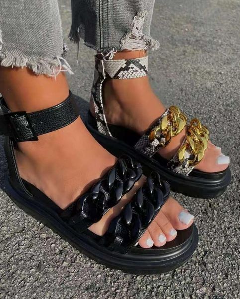 women's platform chain decor sandals female summer 2021 women thick bottom shoes woman wedge increased dress, Black
women's platform chain decor sandals female summer 2021 women thick bottom shoes woman wedge increased dress, Black