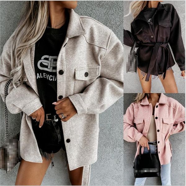 women's wool & blends 2021 european and american fall/winter fashion bandage solid color single-breasted woolen coat clothing, Black
women's wool & blends 2021 european and american fall/winter fashion bandage solid color single-breasted woolen coat clothing, Black