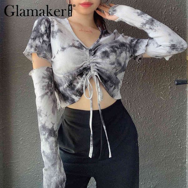 glamaker print long sleeve hollow out women autumn winter shir lace up streetwear v neck elegant new style 210414, White
glamaker print long sleeve hollow out women autumn winter shir lace up streetwear v neck elegant new style 210414, White