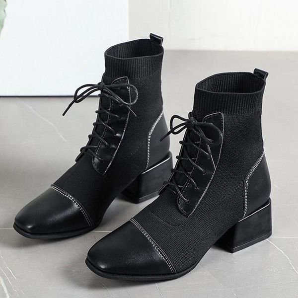 boots 2021 style trend ankle ladies pumps shoes knitted lace up squre toe chunky heels fashion woman boot shoe for women, Black
boots 2021 style trend ankle ladies pumps shoes knitted lace up squre toe chunky heels fashion woman boot shoe for women, Black