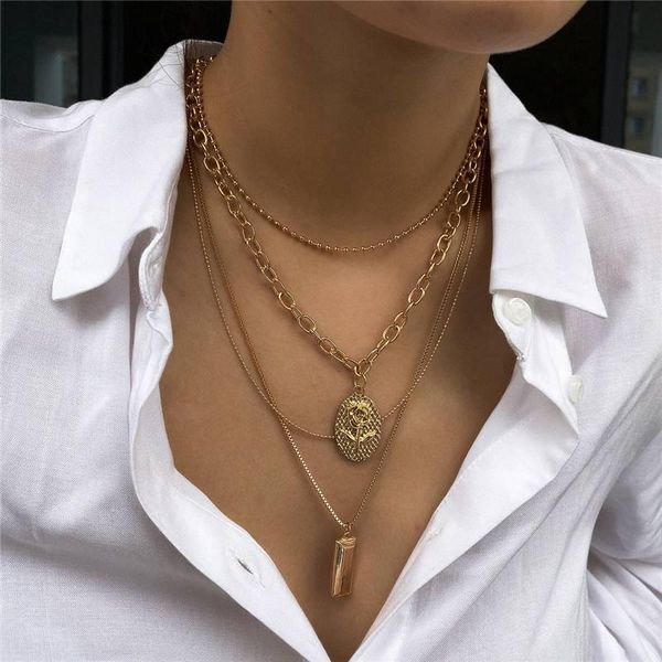 pendant necklaces small ball square snake chain punk jewelry metal multi layered gold color choker necklace, Silver
pendant necklaces small ball square snake chain punk jewelry metal multi layered gold color choker necklace, Silver
