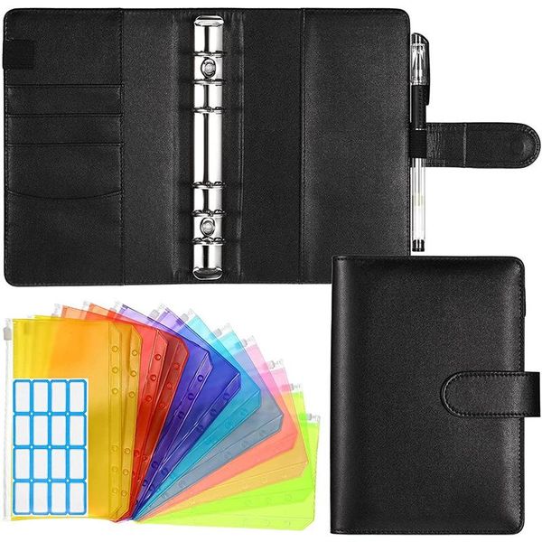 gift wrap a6 binder pvc pocket with 1 piece pu leather cover refillable 6 ring and sheet self-adhesive labels
gift wrap a6 binder pvc pocket with 1 piece pu leather cover refillable 6 ring and sheet self-adhesive labels