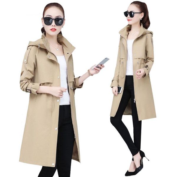 women's trench coats windbreaker female medium long 2021 spring autumn fashion british casual women coat ladies slim fit wild d3449, Tan;black
women's trench coats windbreaker female medium long 2021 spring autumn fashion british casual women coat ladies slim fit wild d3449, Tan;black