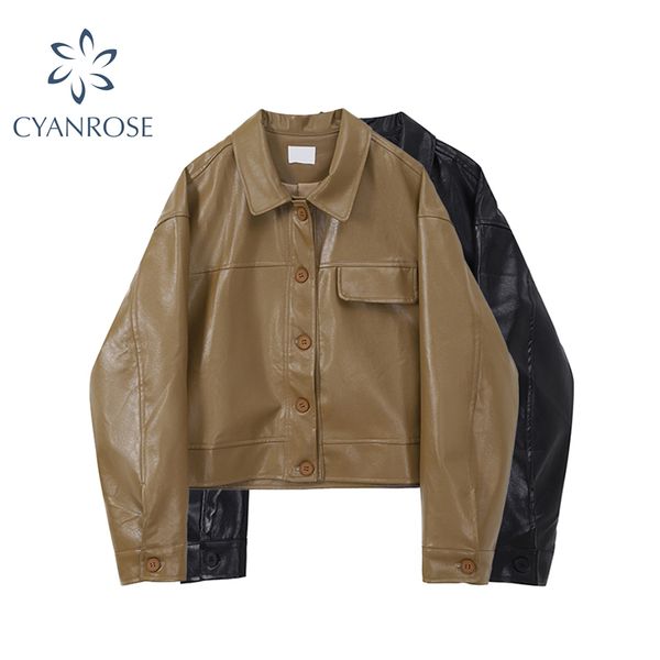 short faux fur leather jacket women long sleeve single breasted biker coat female loose motorcycle streetwear crop jackets 210417, Black
short faux fur leather jacket women long sleeve single breasted biker coat female loose motorcycle streetwear crop jackets 210417, Black