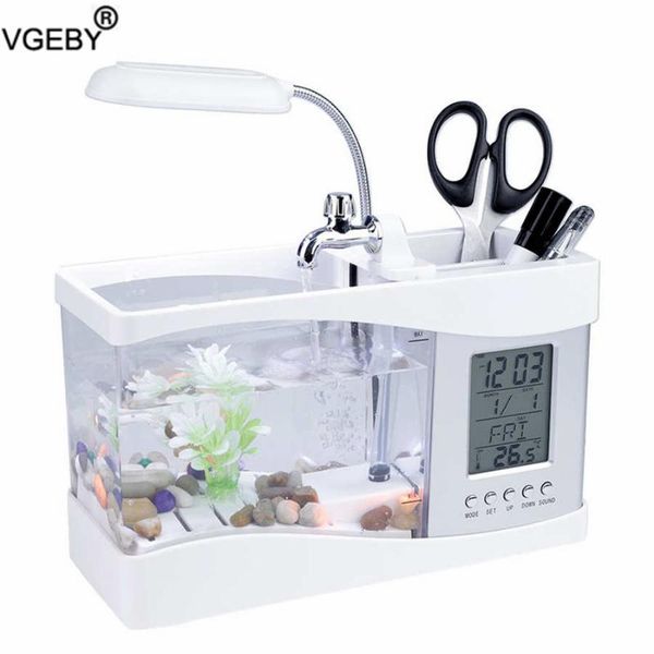 aquariums mini deskaquarium fish tank beta with led light lcd display screen and clock decoration pebbles
aquariums mini deskaquarium fish tank beta with led light lcd display screen and clock decoration pebbles