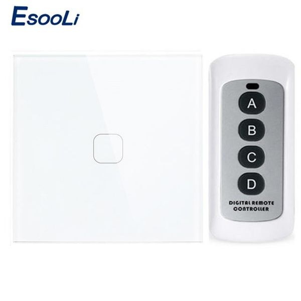 smart home control esooli eu/uk standard crystal glass panel 1 gang remote wall touch switch screen light led 220v
smart home control esooli eu/uk standard crystal glass panel 1 gang remote wall touch switch screen light led 220v