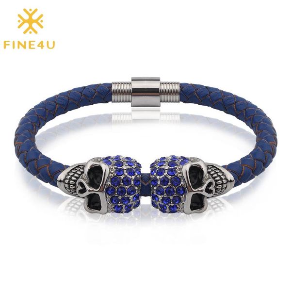 men women personalized wrist cuff bracelets stainless steel twin skull braided leather wrap bracelet bangle link, chain, Black
men women personalized wrist cuff bracelets stainless steel twin skull braided leather wrap bracelet bangle link, chain, Black