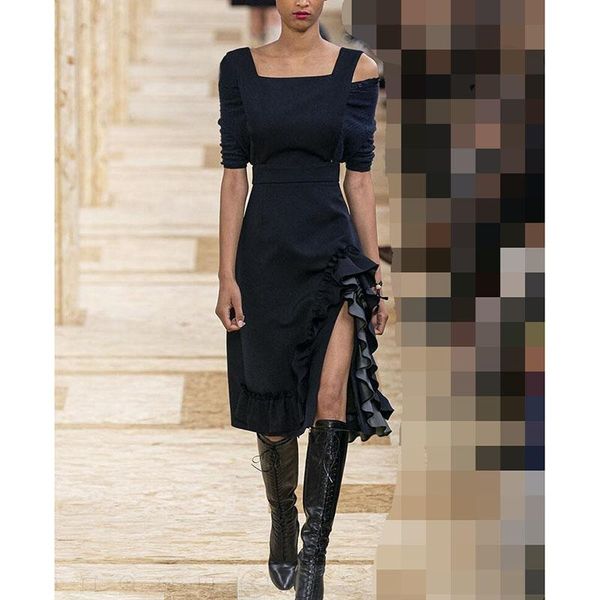casual dresses runway designer dress 2021 spring summer women o-neck short sleeves side-split solid elegant np1096j, Black;gray
casual dresses runway designer dress 2021 spring summer women o-neck short sleeves side-split solid elegant np1096j, Black;gray