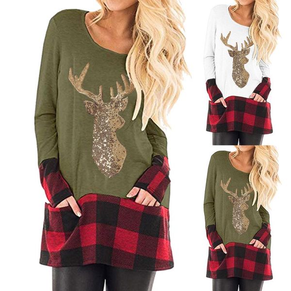 women's blouses & shirts plus size fashion sequined elk christmas blouse casual ladies female women long sleeve shirt blusas pullover, White
women's blouses & shirts plus size fashion sequined elk christmas blouse casual ladies female women long sleeve shirt blusas pullover, White