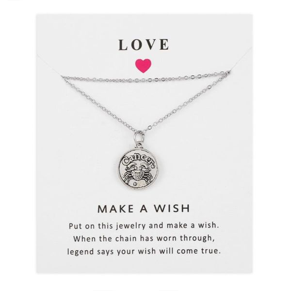 pendant necklaces cancer fashion 12 constellations make wish plated link chains jewelry gift women with card 1pcs, Silver
pendant necklaces cancer fashion 12 constellations make wish plated link chains jewelry gift women with card 1pcs, Silver