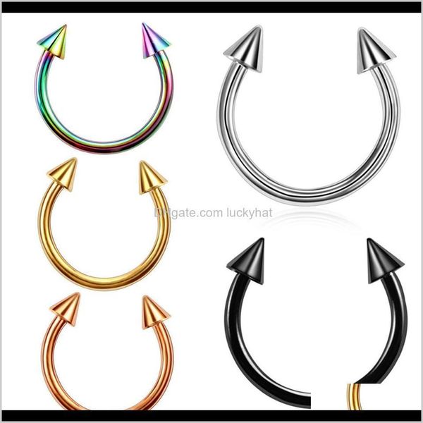 eyebrow body drop delivery 2021 2pcs colorful spike circular barbell horseshoe ring ear cartilage tragus piercing labret nose hoop rings fas, Silver
eyebrow body drop delivery 2021 2pcs colorful spike circular barbell horseshoe ring ear cartilage tragus piercing labret nose hoop rings fas, Silver