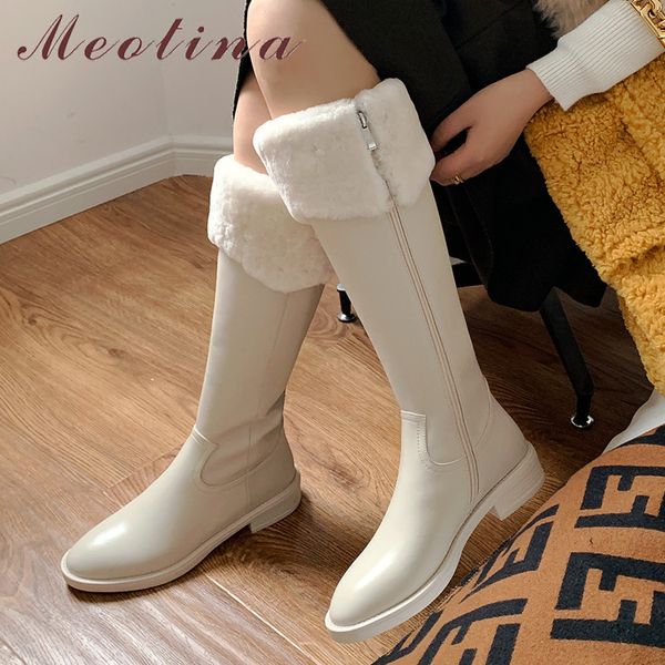 meotina real leather mid heel long boots women warm knee high boots shoes zipper chunky heels ladies boots winter black beige 210520
meotina real leather mid heel long boots women warm knee high boots shoes zipper chunky heels ladies boots winter black beige 210520