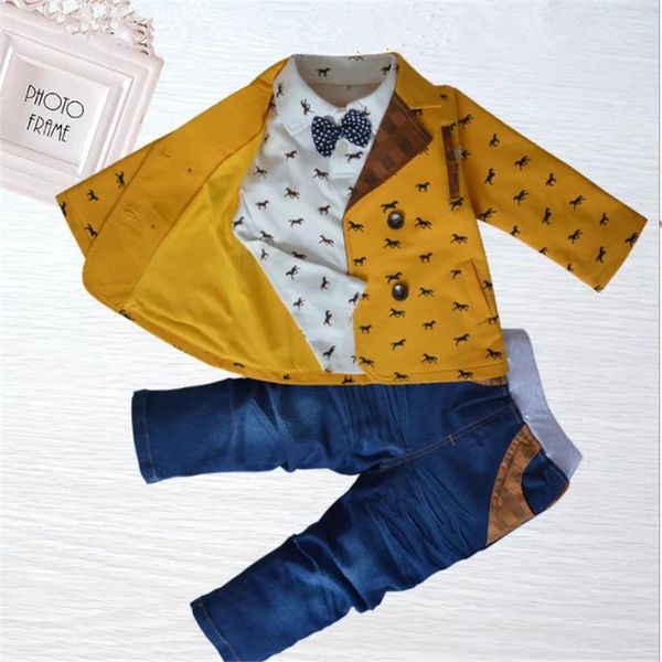 boys middle-aged childrens jacket casual denim three-piece birthday wedding dress suit suit cotton spring and autumn clothes, White 
boys middle-aged childrens jacket casual denim three-piece birthday wedding dress suit suit cotton spring and autumn clothes, White