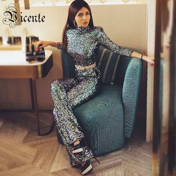 women's two piece pants vicente 2021 chic blingbling sequins design pieces set long sleeves high neck celebrity party club wear suit, White
women's two piece pants vicente 2021 chic blingbling sequins design pieces set long sleeves high neck celebrity party club wear suit, White