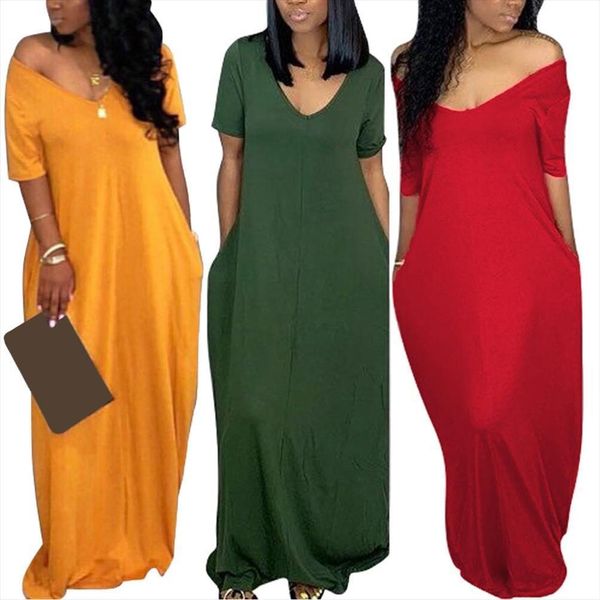 casual summer oversize solid color women dress v neck off shoulder short sleeve maxi cotton pocket holiday daily wear, Black;gray
casual summer oversize solid color women dress v neck off shoulder short sleeve maxi cotton pocket holiday daily wear, Black;gray